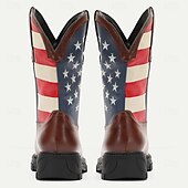 levne Cowboy &amp; Western Boots-pánské westernové kovbojské boty s americkou vlajkou s drsnou podrážkou - vlastenecké boty z umělé kůže pro outdoorové i běžné nošení