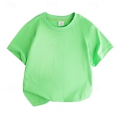 cheap Tees &amp; Shirts-Unisex Boys Girls&#039; 3D Solid Color Tee Short Sleeve Summer Spring Fashion Basic Kids 4-12 Years Crew Neck Outdoor Casual Daily Regular Fit