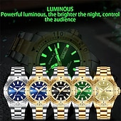 abordables Montres à quartz-Crrju top original hommes montre à quartz vert montre étanche pour hommes en acier inoxydable quartz hommes montre de luxe montre-bracelet lumineuse