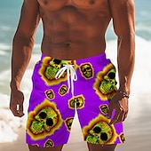olcso Retro Vintage és Etika-Férfi Koponya Úszónadrágok Deszkás short Strand rövidnadrág Közepes csípő Divat Utcai sikk Dizájn Hétköznapi Napi Szabadság Zseb Zsinór Rugalmas derék Tervező Ruházat
