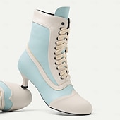 levne 30. léta-Dámské Boty Boty na knoflíky Větší velikosti Boty na podpatku Venkovní Párty Denní Barevné bloky Kotníkové boty Booties Nízký tenký Oblá špička Elegantní prázdniny Vinobraní Umělá kůže Šněrování
