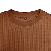 preiswerte T-Shirt mit Waffelstrick-Herren Waffelhemd T Shirt T-Shirt Langarmshirt Langarm Rundhalsausschnitt Frühling &amp; Herbst Einfach Mode Designer Basic Urlaub Straße Ausgehen Schwarz Weiß Blau Top T-Shirt für Herren