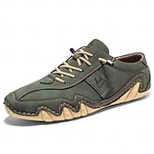 cheap Men&#039;s Sneakers-Men&#039;s Green Casual Faux Leather Sneakers with Unique Stitching and Lace-Up Design, Comfortable and Stylish for Everyday Wear