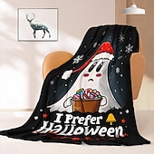 お買い得  ハロウィンの寝室-陽気なサンタ帽子の模様のハロウィーン用スローブランケット