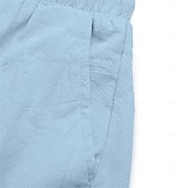 baratos Clássico-Homens Bermuda Cargo Calção Shorts de linho Shorts de verão Shorts de praia Com Cordão Cintura elástica Bolso multi Tecido Comprimento do joelho Praia Havaiana Casual Preto Branco Sem Elasticidade