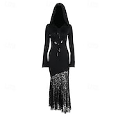 preiswerte Gotisch-Punk &amp; Gothic Cocktailkleid Vintage-Kleid Kleid Maskerade Gothic Mädchen Morticia Addams Kostüm Damen Maskerade Halloween Abschlussball Festival Erwachsene Kleid