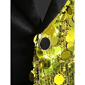 お買い得  パーティーブレザー-男性用 ブレザージャケット タキシード パーティー 光沢タイプ ディスコ 波点 Blazer ブラック Sliver イエロー テイラーフィット シングルブレスト 一つボタン