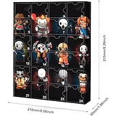 preiswerte Halloween Hängende &amp; Tischdekorationen-Halloween-Horrorfilm-Adventskalender 2025 enthält 24 Weihnachtsgeschenke, Weihnachts-Horrorfiguren-Countdown-Kalender mit Überraschungsspielzeug, Sammelfiguren-Geschenke für Kinder
