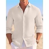 economico camicia da uomo con bottoni-Per uomo Camicia Camicia a nido d&#039;ape Camicia Estiva Camicia casual Camicia con Bottoni Camicie sbottonate Nero Bianco Kaki Azzurro Manica Lunga Semplice Bavero Vacanza Quotidiano Abbigliamento Cotone