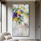 preiswerte Blumen-/Botanische Gemälde-handgemaltes abstraktes 3D-Blumenölgemälde handgemachtes 3D-abstraktes Blütenbaum-Ölgemälde blühender bunter Baum auf Leinwand handgefertigtes Pflanzenblumenkunstwerk-Gemälde Landschaftsgemälde