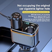 abordables Cargadores para coche-Cargadores de coche de 145 W, adaptador de carga de alta potencia, divisor de potencia de 2 enchufes, 12-24 V, con puertos USB tipo C PD, pantalla de voltaje LED para coche, camión, todoterreno