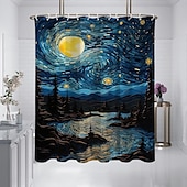 abordables Rideaux de Douche-Rideau de douche avec crochets 180cm*180cm(70&quot;*70&quot;) polyester lavable imperméable motif paysage peinture à l&#039;huile Van Gogh Arbre de Vie
