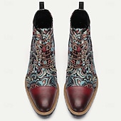 economico Stivali in pelle di alta qualità-stivali oxford floreali in pelle di prima qualità da uomo – design paisley vintage, stivaletti allacciati alla caviglia in stile bohémien, perfetti per uscite casual e occasioni formali