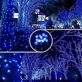 お買い得  太陽光発電-ソーラーパワーのカラフルなストリングライト 39.37フィート/12メートル 100個のLED付き 8つの照明モード 防水 屋外装飾 ハロウィン ガーデンパーティー 休日 ソーラーストリングライト 屋外 屋内装飾 1/2個