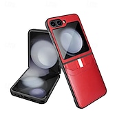 economico Cover Samsung-telefono Custodia Per Samsung Galaxy Z Flip 6 Z Flip 5 Copertura Posteriore con Proteggi Schermo Slot per Carte Resistente agli urti Retrò PC Pelle PU