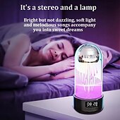 cheap Smart Lights-LED Smart Light Wireless Speaker With Time Display &amp; Alarm Clock - Stylish Desk Ornament With LED Lamp For Travel Superior Sound Quality, Time Display, Alarm Clock  Jellyfish LED Light