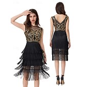 olcso Öltözetek-Retró Ordító 20-as évek 1920-as évek Flapper ruha Szerepjáték Jelmezek Felszerelések A nagy Gatsby Esküvői Vendég Flitter Rojt Női Karácsony Mindszentek napja Farsang Halloween Buli / Este Esküvői