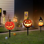 olcso Halloween kellékvilágítás-halloween kültéri napelemes pumplin lámpák jack o lámpás modern udvarhoz műgyanta padlóbetét táj dekoráció hamis sütőtök fények