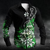 economico Giorno dei Morti Costume-Floreale Teschi Informale Affari casual Per uomo Camicie Camicia con bottoni Manica lunga Da sera Attività commerciale Giornaliero Autunno Inverno Primavera estate Colletto Abbottonare Stampa 3D