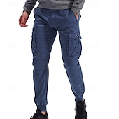 cheap Cargo Pants-Men&#039;s Cargo Pants Joggers Tactical Pants Trousers Elastic Waist Multi Pocket Elastic Cuff Plain Wearable Outdoor Daily Camping &amp; Hiking Fashion Classic Black Wine
