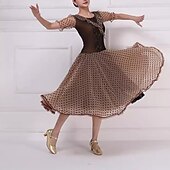 billige Ballroomkjoler-Ballroom-dans Kjole Drapert Tvinning Dame Ytelse Fest Kortermet Netting Blonder