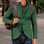 abordables suéter de la rebeca de los hombres-Hombre Pulóveres Chaqueta de Punto Vestido Suéter Chaqueta suéter Estriado Tejer Recortado De Punto Escote Chino Ropa Otoño Invierno Ejército verde Negro S M L