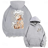 olcso Rajzfilm- és filmfigura grafika-One Piece Majom D. Luffy Luffy Gear 5 Kapucnis felsőrész Pullover Nyomtatott Elülső zseb Grafikus Kompatibilitás Páros Férfi Női Felnőttek Álarcos mulatság Forró bélyegzés Parti Alkalmi / Napi