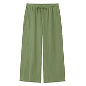 baratos Clássico-Homens Calças Calças de praia Com Cordão Perna reta Tecido Conforto Respirável Casual Diário Feriado Moda Estilo Clássico Verde Cáqui