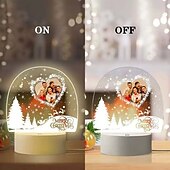 preiswerte Hochzeitsgeschenk-benutzerdefinierte Acryl LED Weihnachtsnachtlicht personalisierter Weihnachtsbaum &amp;Schneeherz-Design mit Touch-Schalter, Stromversorgung über USB, perfekt zum Lesen im Schlafzimmer &amp;Weihnachtsdeko für
