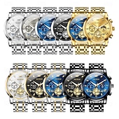 halpa Kvartsikellot-OLEVS 2856 Miesten kvartsikellot skeletit lentopallo kronografi klassinen muoti HUIPPUMERKKI kello lahjaksi miehille kuu vaihe vedenkestävä