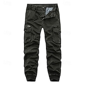 cheap Cargo Pants-Men&#039;s Cargo Pants Joggers Tactical Pants Trousers Buttons Multi Pocket Elastic Cuff Plain Wearable Outdoor Daily Camping &amp; Hiking Fashion Classic Black Wine