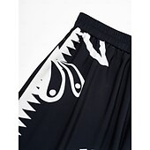 economico pantaloni da donna-pantaloni neri con stampa a gamba larga in raso