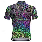voordelige Heren shirts-Voor heren Wielrenshirt Korte mouw Fietsen T-shirt Kleding Bovenlichaam met 3 achterzakken Bergracen Wegwielrennen Sneldrogend Rits Aan De Voorzijde Lampenkatoen Geel Blauw Paars Kleurenblok Spandex