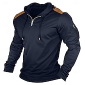 economico magliette di base-Per uomo Maglietta con Zip a Quarti Maglietta Camicia a Maniche Lunghe Manica Lunga Con Cappuccio Estate Patchwork Quotidiano Casual Stile da Strada Cerniera All&#039;aperto Streetwear Casual Nero Blu