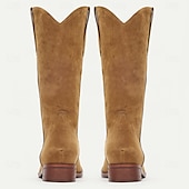 levne Cowboy &amp; Western Boots-pánské hnědé semišové westernové kovbojské boty se stahovacími poutky a klasickým prošíváním - boty do půli lýtek ve vintage stylu