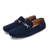 abordables Semi-formel-mocassins classiques en daim bleu marine pour hommes avec détails en métal - idéaux pour les occasions professionnelles décontractées et formelles