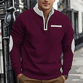 economico Felpe di base-Per uomo Felpa con zip Compatto Nero Vino Blu marino Grigio chiaro Grigio scuro Colletto Mao mezza cerniera Color Block Tasche Ufficio Sportivo Informale Streetwear Essenziale Informale Primavera