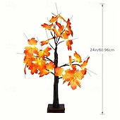 abordables 123496-Guirlande lumineuse d&#039;automne pour arbre d&#039;érable de Thanksgiving, 24 LED, alimentée par batterie, en forme de citrouille simulée, pour les fêtes à la maison, Halloween, Noël, décoration de bureau