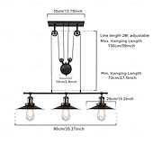 cheap Pendant Lights-Pendant Light 1/2/3 Light Pulley Indoor Island Light Adjustable Industrial Vintage Rustic Chandelier for Game Room 7ft/8ft/9ft Tables, Vintage Kitchen Light for Man Cave, Kitchen, Dinning Room, Bar