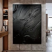 preiswerte Landschaftsgemälde-abstraktes schwarzes Ölgemälde handgemachtes Wabi Sabi Ölgemälde handgemachte Wandkunst beige abstraktes Gemälde auf Leinwand ein Paar beige Textur Wandkunst neutrale abstrakte Wandkunst Boho Wal
