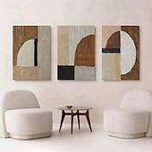abordables Peintures Abstraites-art mural wabi sabi marron et blanc peint à la main peinture abstraite marron et noire sur toile peinture texturée blanche grande décoration murale neutre pour le salon cadre tendu