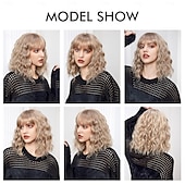 levne Syntetické trendy paruky-Cosplay kostýmní paruka Kudrny Bouncy Curl Střih Bob Elegantní ofina S ofinou Paruka 14&quot; Světle hnědá Umělé vlasy Dámské Elastický Rozkošný Pohodlné Světle hnědá