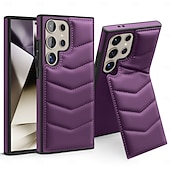 abordables Carcasas Samsung-teléfono Funda Para Samsung galaxia S24 Ultra Plus S23 Ultra Plus S22 Plus Ultra S25 Ultra Funda Trasera con Soporte Soporte de carga inalámbrica Ranura para tarjetas Retro TPU Cuero de PU