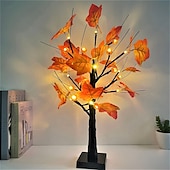 abordables 123496-Guirlande lumineuse d&#039;automne pour arbre d&#039;érable de Thanksgiving, 24 LED, alimentée par batterie, en forme de citrouille simulée, pour les fêtes à la maison, Halloween, Noël, décoration de bureau