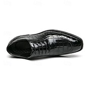 baratos Formal-Sapatos sociais masculinos oxford de couro sintético com relevo de crocodilo preto - calçados formais elegantes com cadarço para negócios e ocasiões especiais