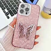 お買い得  iPhone用ケース-電話 ケース 用途 iPhone 16 Pro Max プラス iPhone 15 14 Pro Max Plus iPhone 13 Pro Max バックカバー スタンド付き カメラレンズプロテクター 耐衝撃 バタフライ 仕上げ PC