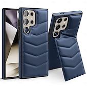 abordables Carcasas Samsung-teléfono Funda Para Samsung galaxia S24 Ultra Plus S23 Ultra Plus S22 Plus Ultra S25 Ultra Funda Trasera con Soporte Soporte de carga inalámbrica Ranura para tarjetas Retro TPU Cuero de PU