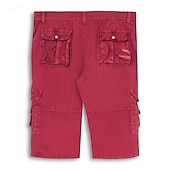 cheap Classic-Men&#039;s Cargo Shorts Shorts Capri Pants Hiking Shorts Leg Drawstring 6 Pocket Plain Comfort Outdoor Daily Going out Fashion Streetwear Wine Army Green