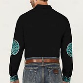 cheap Men&#039;s Western Shirts-Men&#039;s Cowboy Western Shirt Button Up Shirt Cowboy Shirt Long Sleeve Vintage Western Style Formal Daily Holiday Fall Winter Spring &amp; Summer Turndown Collared Shirts Button Up 3D Print Black Brown