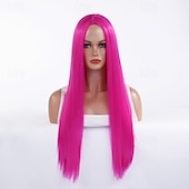 economico Parrucche da festa-Parrucca del costume cosplay Liscio Parte di mezzo Parrucca Lungo Rosa chiaro Rosso bordeaux Oro pallido Oro latte giallo lino Capelli sintetici Per donna Biondo Rosa Rosso
